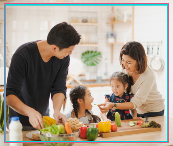 Family cooking together